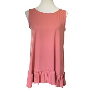 Zenana Outfitters Ruffle Sleeveless Tank, Medium, Coral Salmon Flowy Blouse EUC